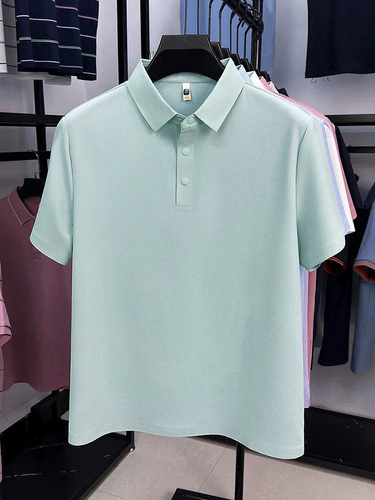 2025 Men's Sporty Polo Waffle Shirt | Moisture-Wicking Golf Tennis Top Sizes S-5XL, Snap Buttons, 7A Antibacterial High Quality