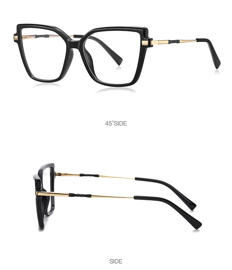 Simple Design Fashionable Large Frame Anti-Blue Light Glasses Women's Reading Glasses Customizable Prescription PFD2208