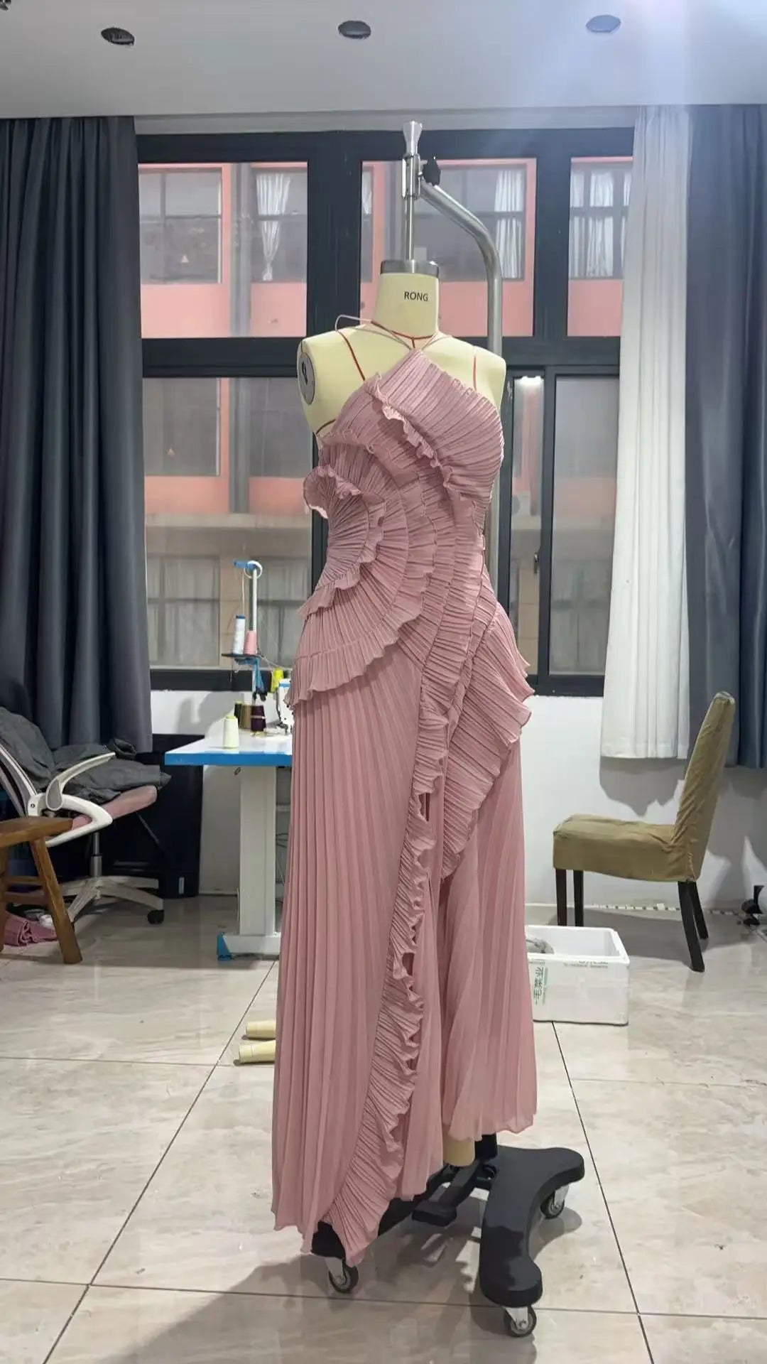 Gown Neck Strap Irregular Long Dress For Women Ruffle Sleeveless High Waist Backless Dresses 2025 New Summer Elegant Party Y2k