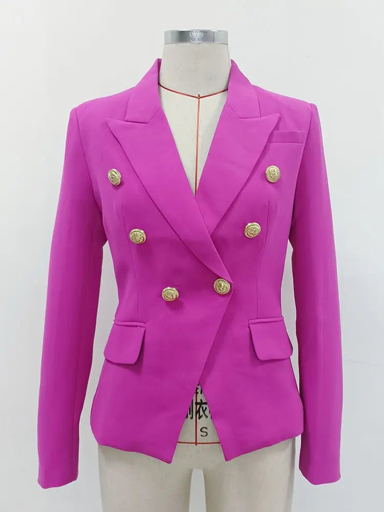 TOP QUALITY New Fashion 2026 Designer Jacket Women's Classic Double Breasted Metal Lion Buttons Blazer Outer Size S-5XL