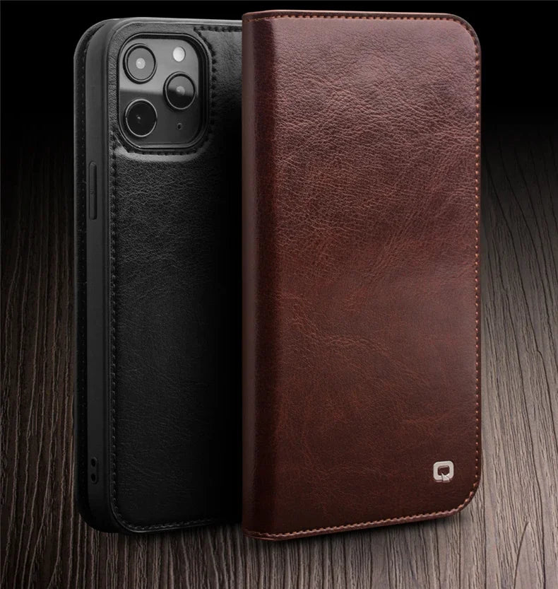 Luxury Thin Case for iPhone15 14 13 12 11 Pro Max Mini Genuine Leather Fashion Cover for XR XS Max 7 8 14 Plus Card Slot