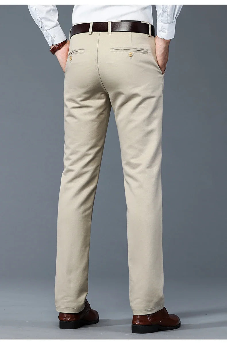 6 Colors Male Autumn Winter Casual Pants Chic Straight Formal Office Luxury Trousers Fashion Elastic Men Business Suit Pants