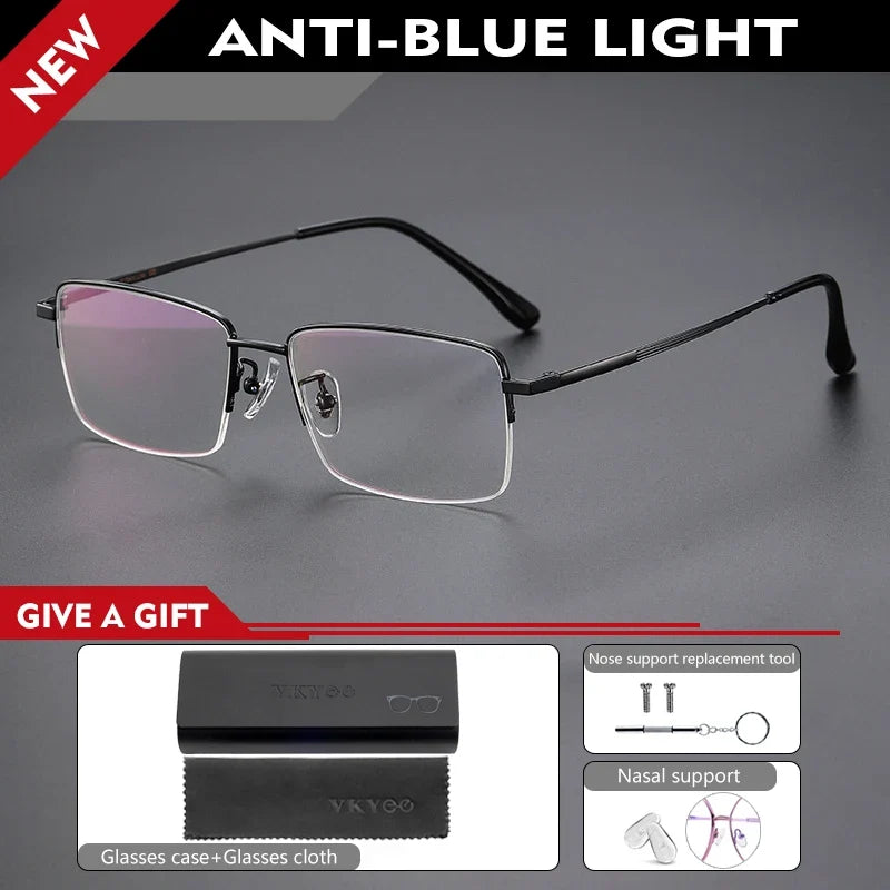 Simple New Retro Ultra-light Titanium Eyeglass Frames Men's Anti-blue Light Glasses Can Be Customized Prescription 18012