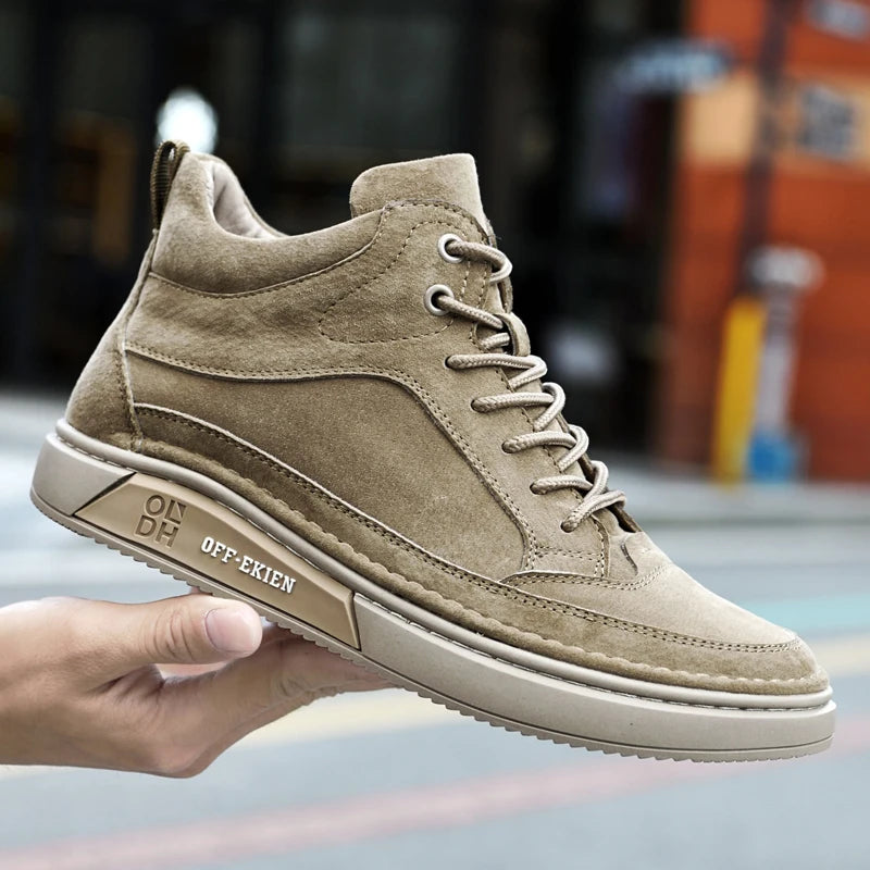 New Arrival Genuine Leather Men Ankle Boots  Design Warm Plush Fur Winter Sneakers Snow Casual Leather Shoes Outdoor Basic Boots