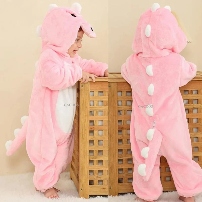Winter Baby Rompers Baby Pijamas Panda Tiger Leopard Monkey Fox Animal Cartoon Hooded Jumpsuits Cosplay Costume Boys Girl Pajama