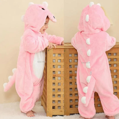 Winter Baby Rompers Baby Pijamas Panda Tiger Leopard Monkey Fox Animal Cartoon Hooded Jumpsuits Cosplay Costume Boys Girl Pajama