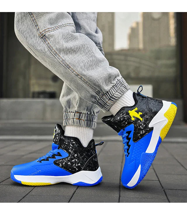 Children Basketball Shoes for Boys Girls Kids Teenagers Breathable Non-slip Lace Up Indoor Outdoor Training Sneakers Tennis Shoe