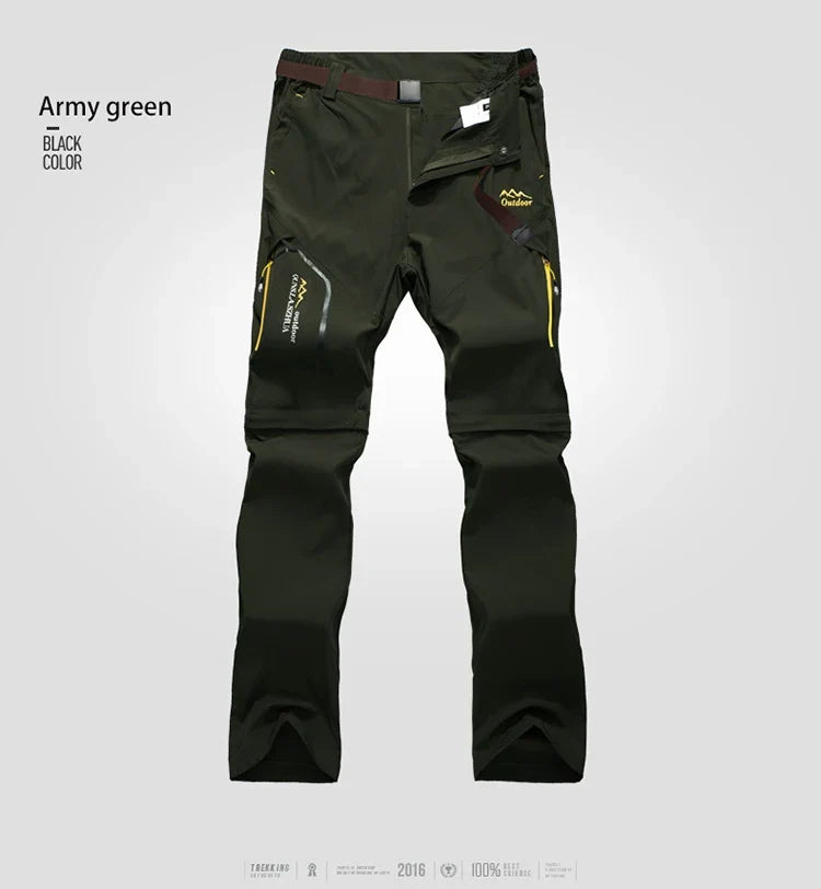 Men's Camping Hiking Pants Trekking Stretch Summer Quick Dry UV-Proof Outdoor Travel Trousers Detachable into Shorts
