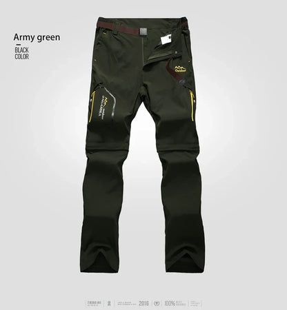 Men's Camping Hiking Pants Trekking Stretch Summer Quick Dry UV-Proof Outdoor Travel Trousers Detachable into Shorts