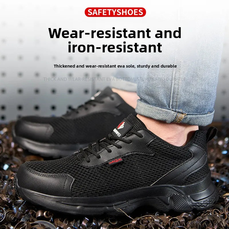 anti puncture men safety shoes summer breathable mesh work shoes industrial plastic toe sneakers construction insulated shoes