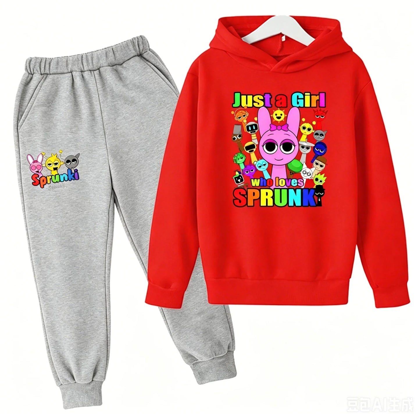 Sprunki Kids Clothes Hoodie+pants Age 2-12 Boy Girl Incredibox Anime Figures Sweatshirt Spring Autumn Pullover for Children Sets