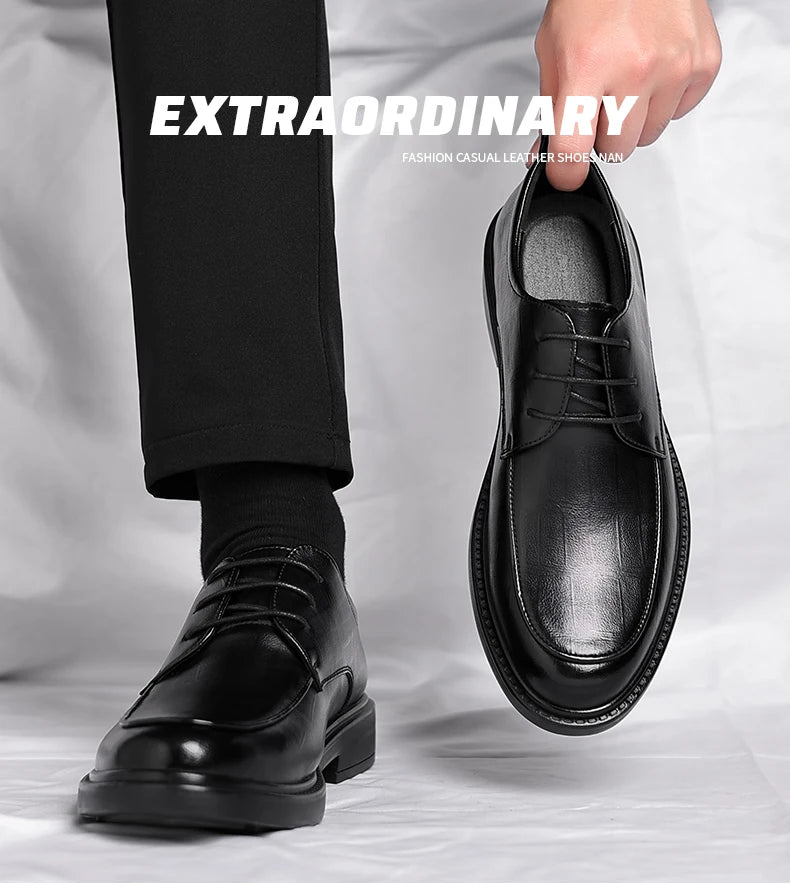 Big Size Elevator Shoes Men Leather Shoes Height Increasing Shoes For Man Increase Insole 6-8CM Invisible Heightening Lift Shoes