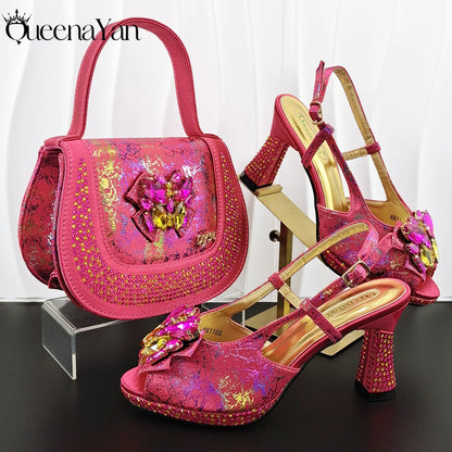 2026 Essential for Banquets  High Quality Designer Luxury Shoes and Bag  Exquisite HandBag with Peep Toe Shoes Sexy High-Heeled
