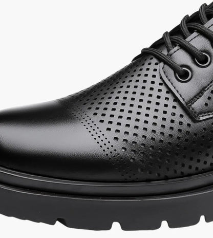 Men's Soft Leather Sandals Business British Style Perforated Breathable Non-Slip Suit Wedding Dress Shoes Summer
