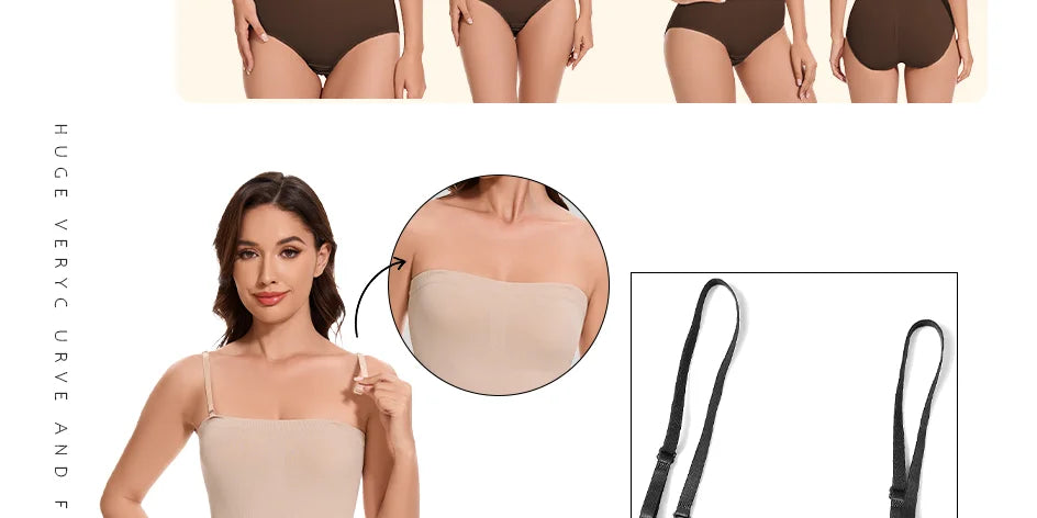Slimming Strapless Bodysuit Off Shoulder Women Shorts Shapewear Tummy Control Body Shaper Sexy Fajas Underwear Bodysuits