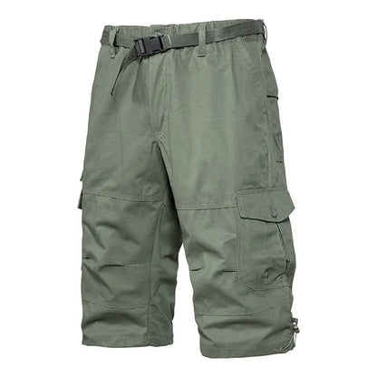 Men Summer Capri Pants Men Plus Size Multi Pocket Cargo Shorts Men Casual Outdoor Breathable Lightweight Daily Wear Street Style