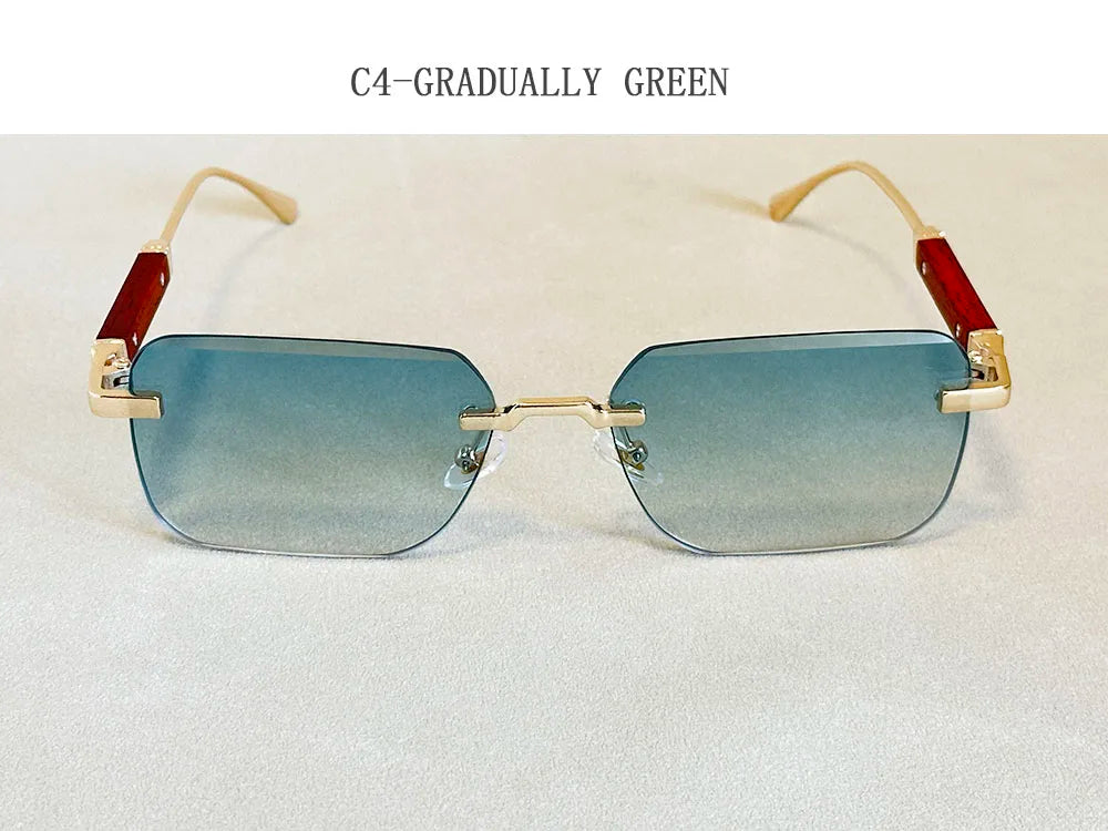 Vintage Square Sunglasses For Men Rimless Sunglasses Women Trendy Retro Fashion Glasses Gafas De Sol Hombre Lunette Soleil Femme