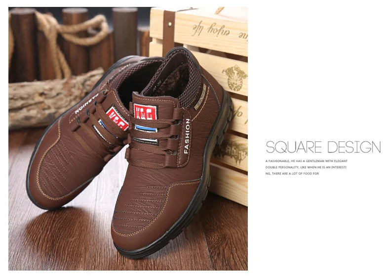 Winter Men Boots Waterproof Snow Boots Warm Fur Casual Men Shoes Antislip Ankel Boots Plush Cotton Shoes 2024
