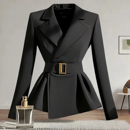 Ladies Blazer Jacket 2025 Spring Autumn Temperament Solid Color Female Outerwear Casual Black Korean Version Women's Suit Coat