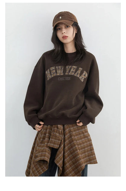 New Women Shirt Loose Casual Long Sleeved Vintage Thick Sanding Female Plaid Blouses Single-breasted Autumn Winter 2026