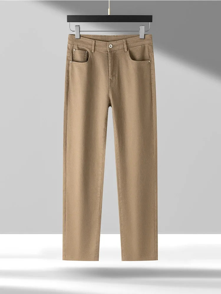 High Quality Lyocell Jeans Men Spring Autumn New Fashion Straight Long Pants Soft Business Brand Classic Stretch Denim Trousers