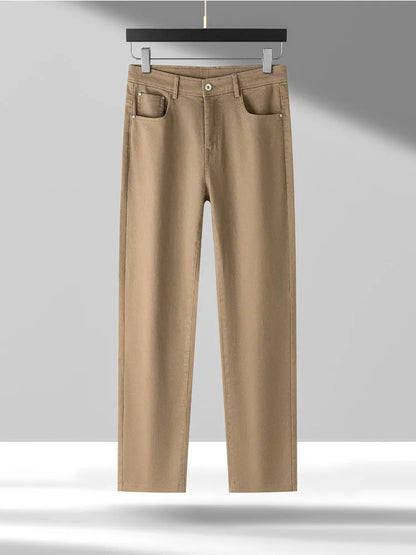 High Quality Lyocell Jeans Men Spring Autumn New Fashion Straight Long Pants Soft Business Brand Classic Stretch Denim Trousers