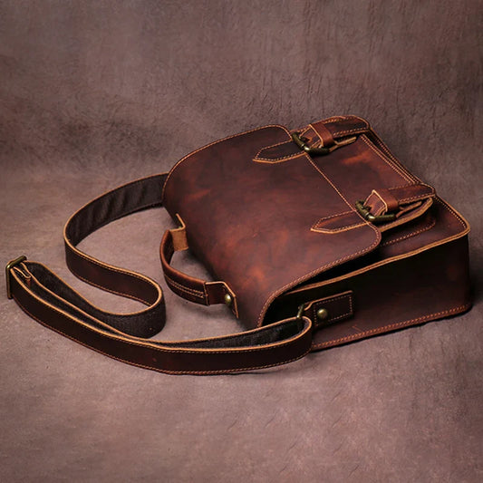 Retro Real Leather Messenger Bags Men and Women Shoulder Bag Natural Cowhide Crossbody Casual Handbag Luxury Cambridge Bags