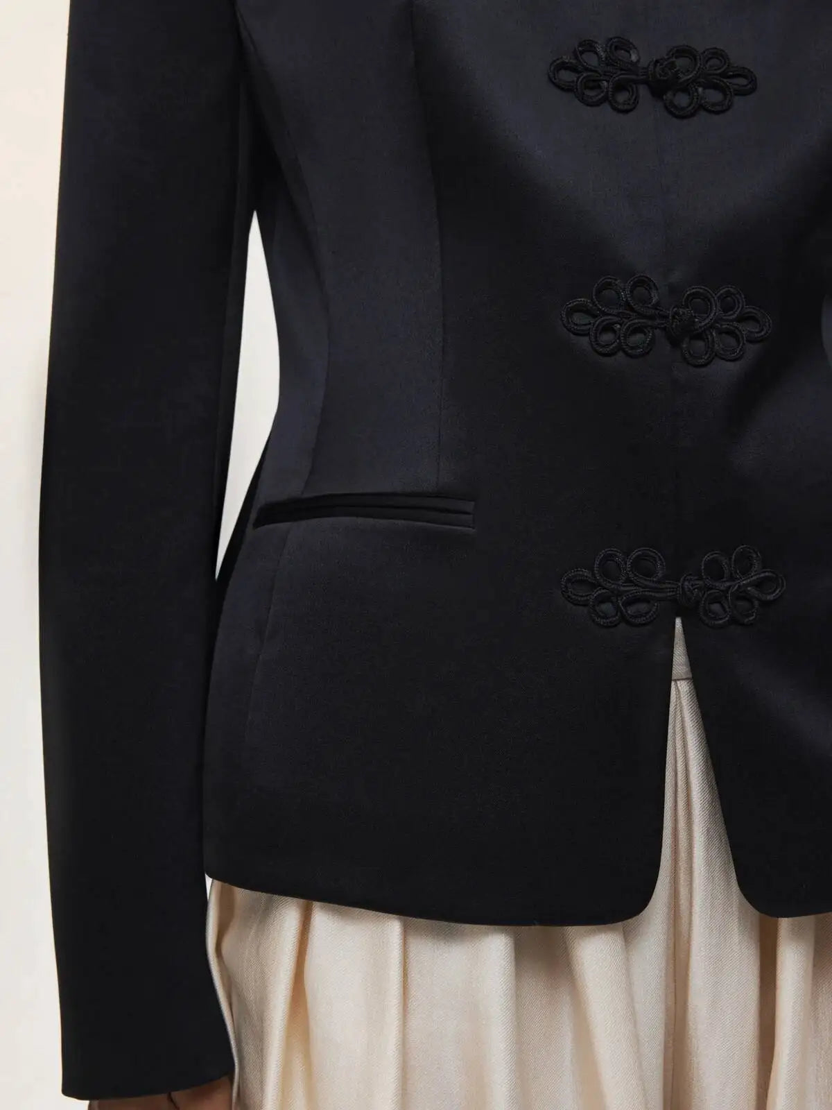 Women's Spring Summer Mandarin Collar Frog Button Cropped Chinese Style Blazer Casual 2026 Trendy Feminine Fashion Coat