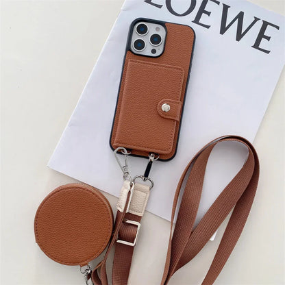 Crossbody Wallet Card Slot Coin Purse for IPhone 17 Air 16 15 Plus 14 13 12 11 Pro Max Leather Protective Phone Case Cover