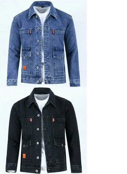 Men's Workwear Denim Jacket Spring Autumn Winter Large Size Trendy Brand Versatile Youthful Style Long Sleeve Button Decor