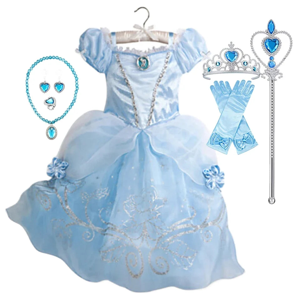 Summer Princess Costume Party Fancy Flower Vestido New 2025 Christmas Birthday Carnival Dress Up Rapunzal Belle Disguise Frock