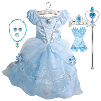 Summer Princess Costume Party Fancy Flower Vestido New 2025 Christmas Birthday Carnival Dress Up Rapunzal Belle Disguise Frock