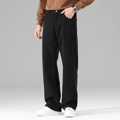 Male Brand New Autumn Jeans Men Black Casual Baggy Trousers Classic Straight Comfortable Wide Denim Trousers  Men Clothing