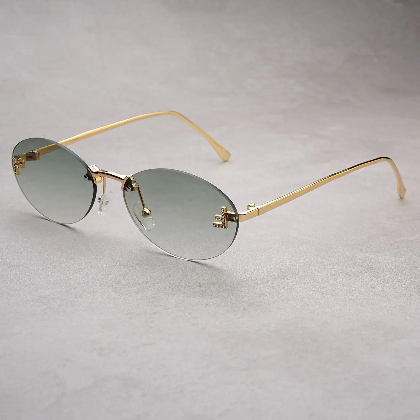 Rimless Oval Sunglasses Women 2025 New Fashion Gradient Ocean Lenses Sun Glasses Stylish Women Luxury Brand Design Shades