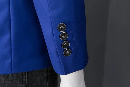 6XL-M (Blazer+Pants) High Quality Business Solid Color Slim Fit Suits 2 Pieces Men's Groom Wedding Social Tuxedos Set 16 Colour