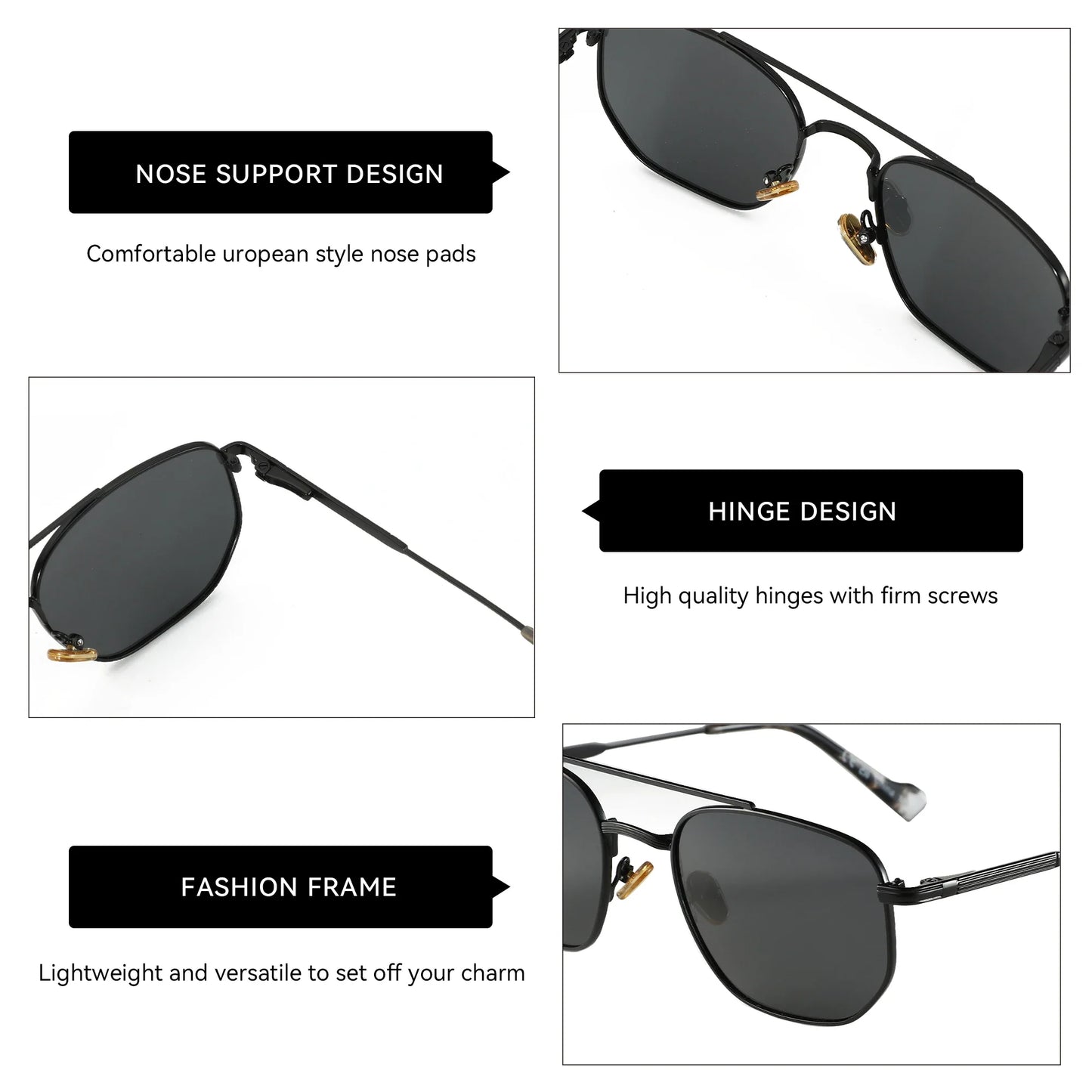 Fashion Hexagonal Geometry Polarized Sunglasses for Men Women Polygon Metal Shade Pilot Sun Glasses ZS1210