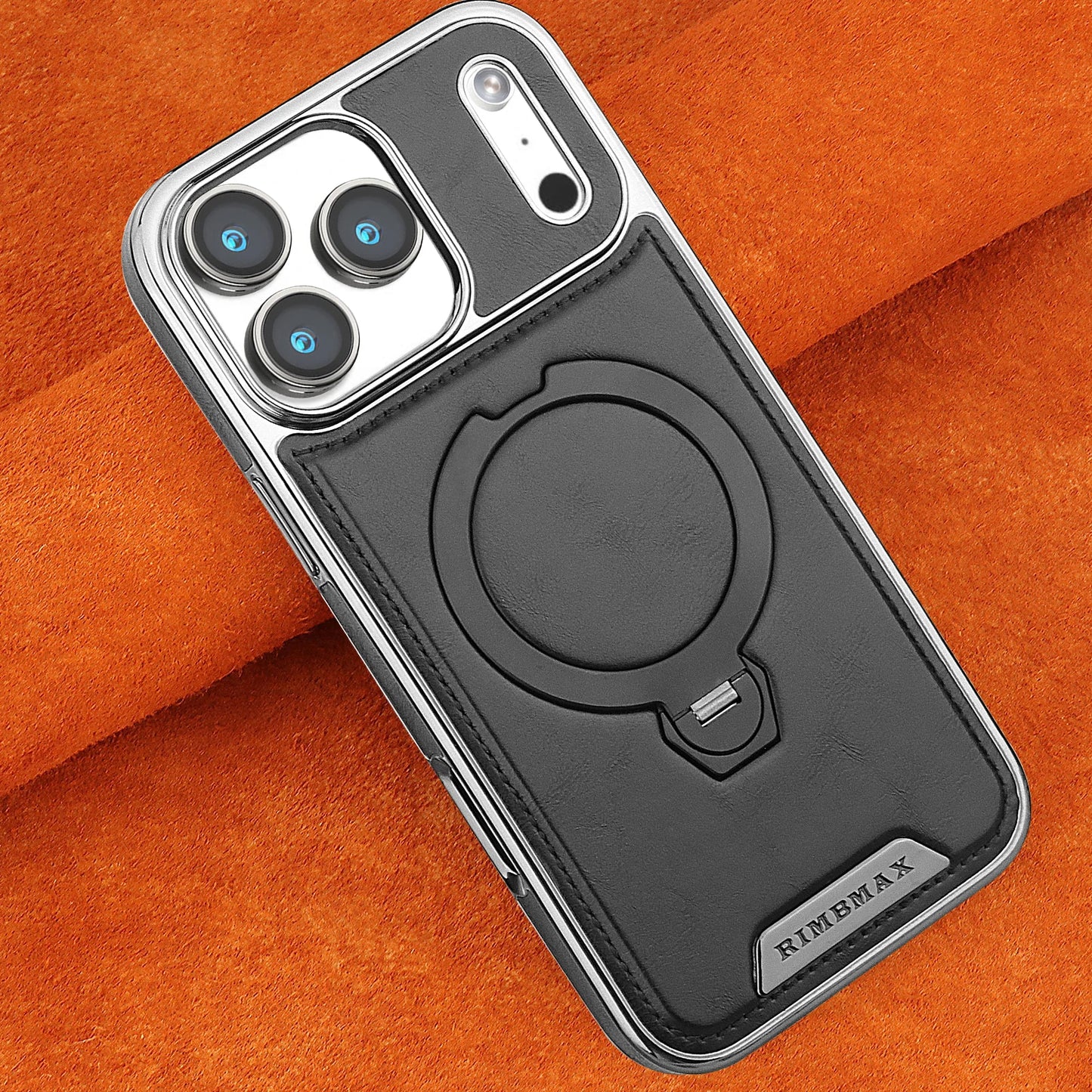 Magnetic Rotat Bracket Luxury Leather Phone Case,For iPhone 11 12 13 14 15 16 17 Pro Max Plus Wireless Charging Shockproof Cover