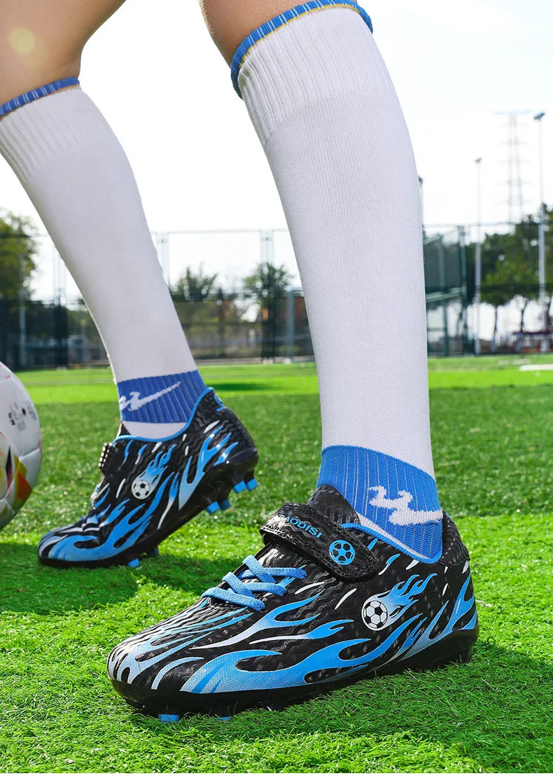 Kids Youth Soccer Shoes Boys Girls Football Cleats Velcro TF FG Training Sneakers Non-Slip Grass Artificial Grass Sport Boots