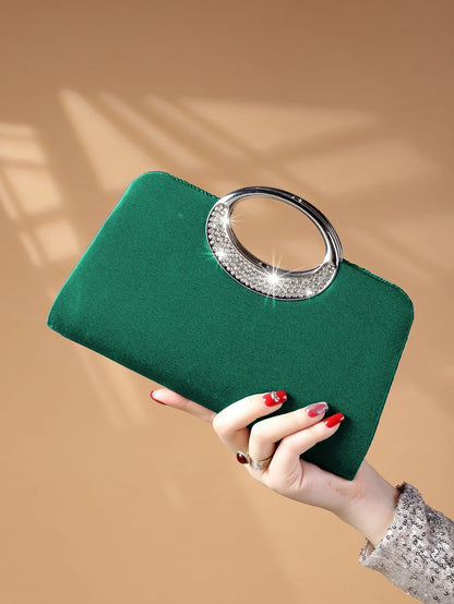 Women's Sparkling Glitter Crystal Evening Bag, Handbag And Crossbody Bag With Simple And Elegant Design, Suitable For Wedding