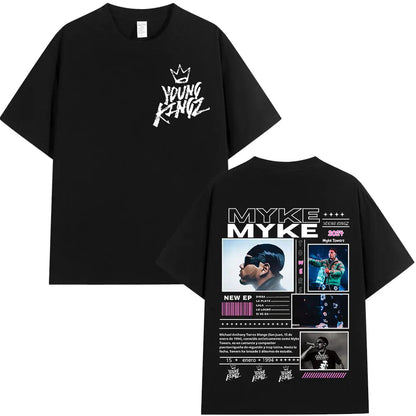 Rapper Myke Towers Graphic T-shirts Men Women Fashion Hip Hop Oversized T Shirt Comfort Cotton Short Sleeve T-shirt Streetwear