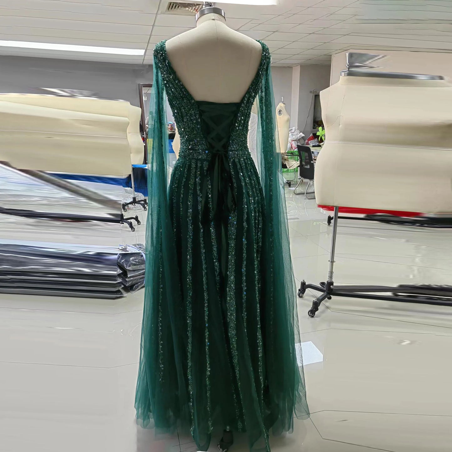 A Line Shinning V Neck Evening Dresses For Wedding Party Long Luxury 2022 Sequined Formal Prom Dress Dubai Party Gown Customized