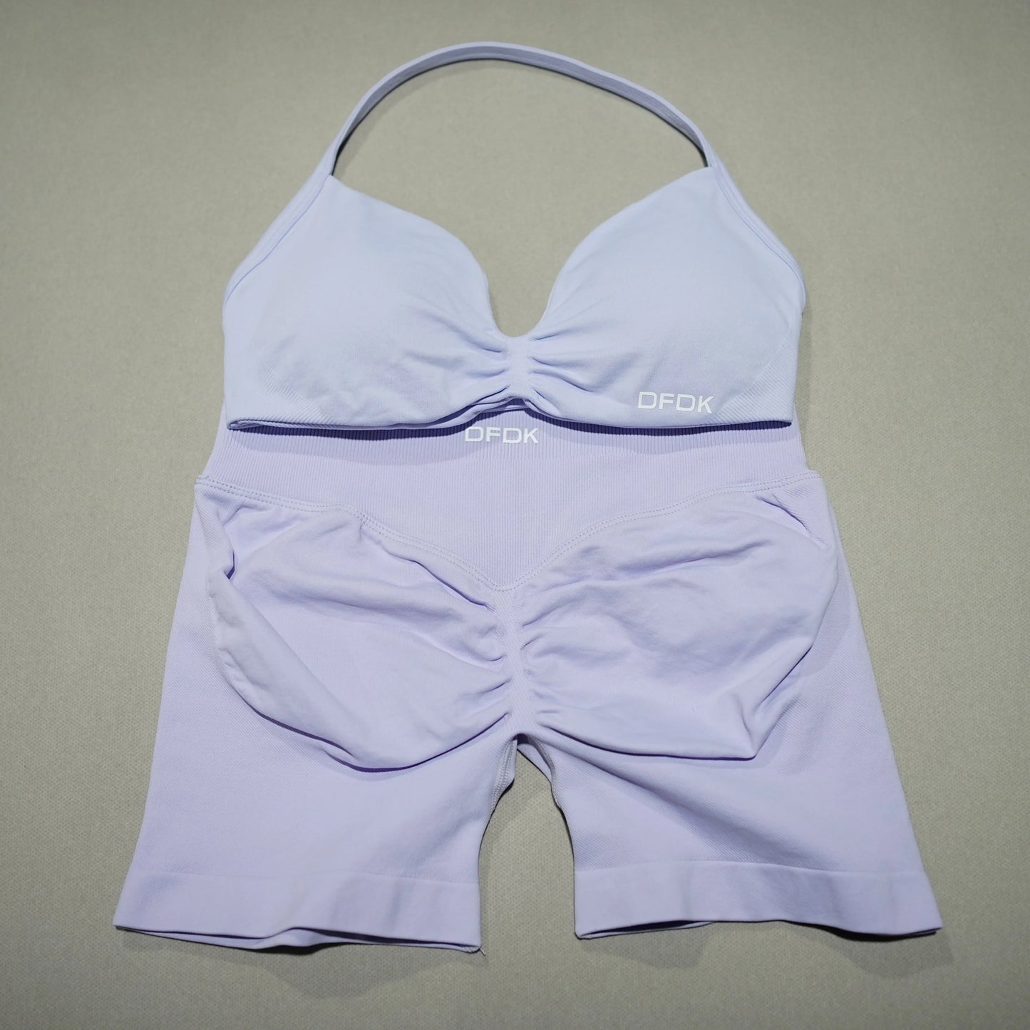 Women 2PCS Fitness Sports Set Lace Up Yoga Bra High Waist Short Leggings Seamless Cycling Running Workout Activewear