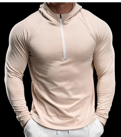 Autumn New Gym Fitness Clothes Men's Training Clothes Long-sleeved Sports Quick-drying Sweatshirts Casual Hooded Fitness Clothes