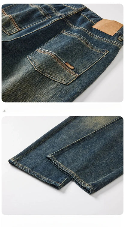 Cotton Baggy Men Wide Leg Jeans Retro Loose Streetwear Fashion Korean Straight Washed Denim Trousers High Quality Brand Clothes