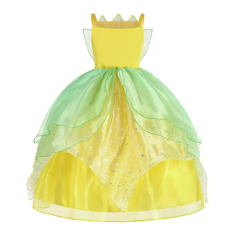 Toddler Birthday Party Green Dress Children's Day Tiana Inspired Delicate Princess Frock Girls Fairy Tale Gown Halloween Apparel