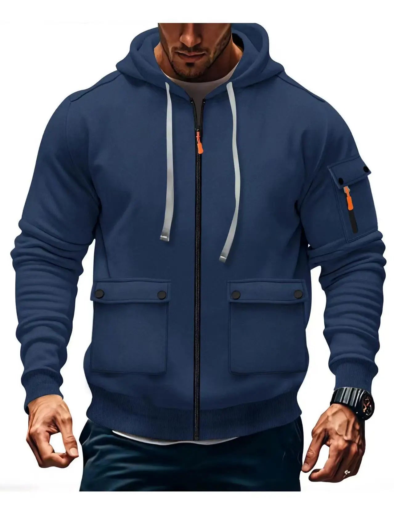 Zipper Hoodies 2025 Autumn Winter Men's New Long Sleeve Hooded Sweatshirt Fashion Pocket Decoration Male Fleece Outfit Sports