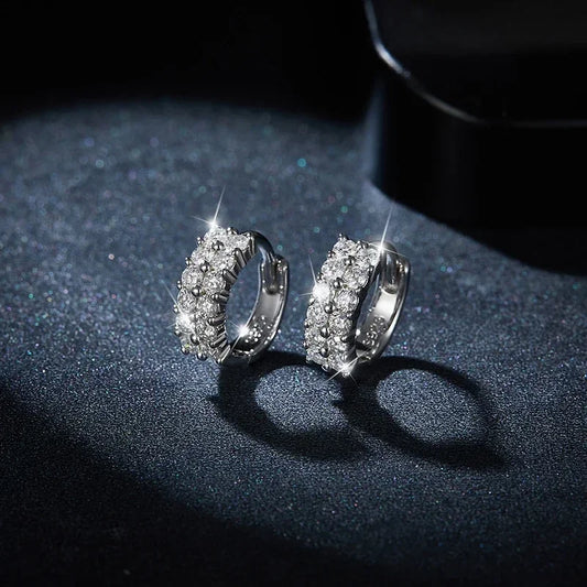 Full Moissanite Stud Earrings For Women 925 Sterling Earring  Hoops Silver Sparkling Fine Jewelry Gifts with Certificate
