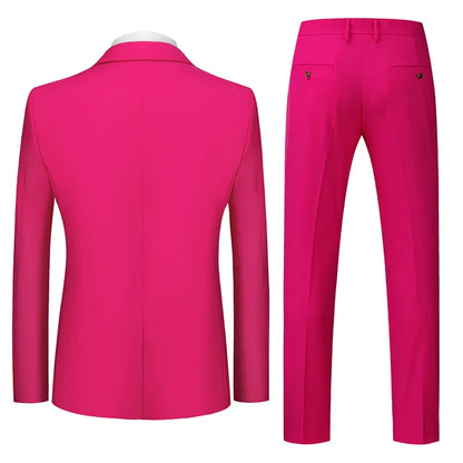 2026 New Men's Suit 3-Piece, Wedding Party Dress Jacket Vest Trousers, Fashion Slim Fit Blazer Waistcoat Pants Red Blue Green
