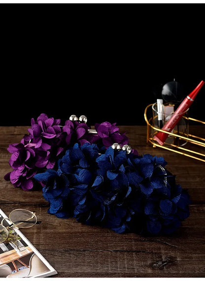 Wedding Dress Bag 8 Colors White Bride Clutches Ladies Blue Party Handbag Woman Purple Evening Flower Bags Floral Wedding Clutch