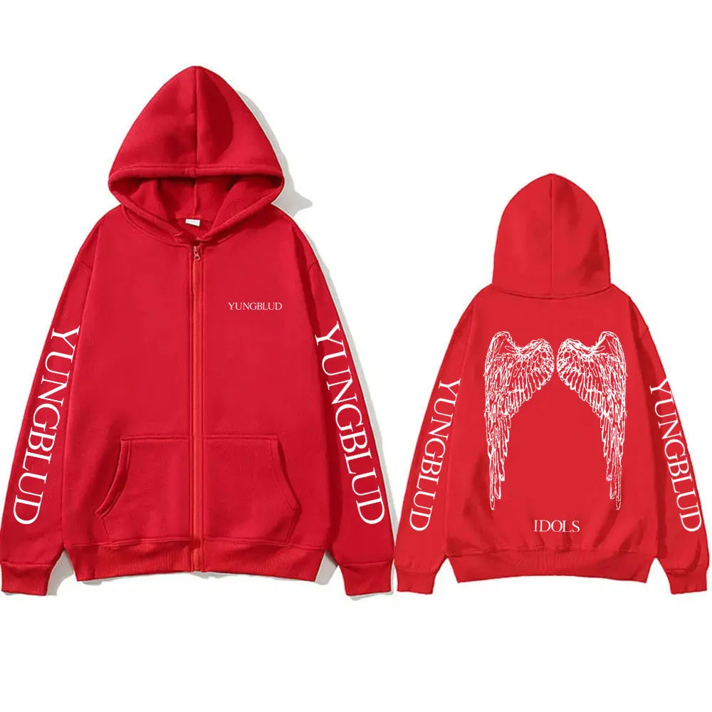 Yungblud IDOLS Wings Album Tour 2025 Zipper Hoodie Male Oversized Zip Up Jacket Men Women Clothing Hip Hop Hoodies Streetwear